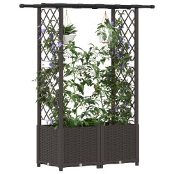 Lit Élevé avec Treillis et Toit Marron 124,5 x 40 x 136 cm PP 638652638652