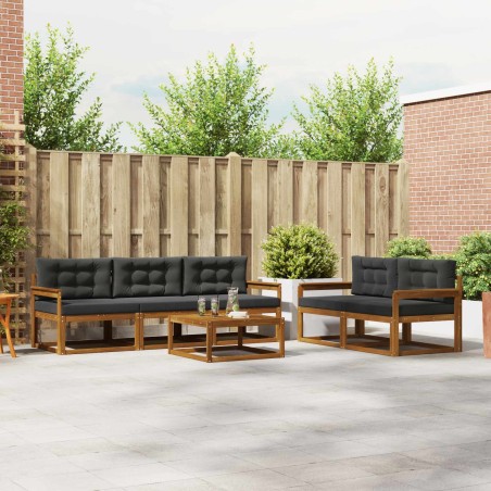 Ensemble de canapés d'extérieur 6 pcs Naturel et Anthracite 638657638657