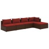 Salon de jardin 5 pcs avec coussins résine tressée marron 638663638663