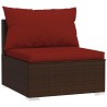 Salon de jardin 5 pcs avec coussins résine tressée marron 638663638663