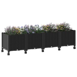 Jardinière avec Roues Noir 160 x 40 x 44 cm PP 638666638666