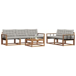 Ensemble de canapés d'extérieur 6 pcs Gris Naturel et Clair 638667638667