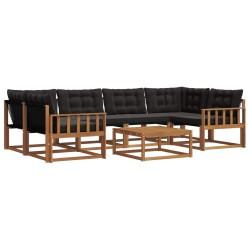 Ensemble de canapés d'extérieur 7 pcs Naturel et Noir 638670638670
