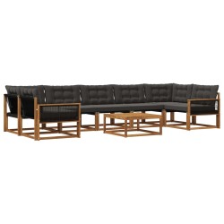 Ensemble de canapés d'extérieur 8 pcs Naturel et noir 638671638671