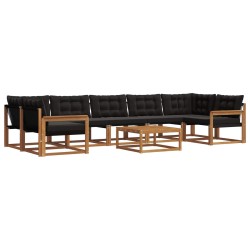 Ensemble de canapés d'extérieur 8 pcs Naturel et Noir 638696638696