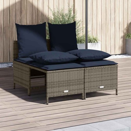 Ensemble de canapé de jardin 4 pcs avec coussins gris résine tressée 638697638697