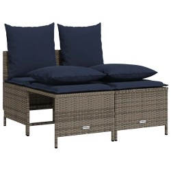 Ensemble de canapé de jardin 4 pcs avec coussins gris résine tressée 638697638697