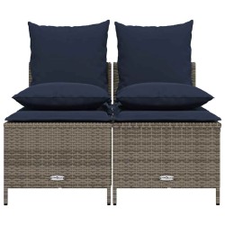 Ensemble de canapé de jardin 4 pcs avec coussins gris résine tressée 638697638697