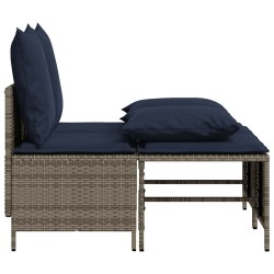 Ensemble de canapé de jardin 4 pcs avec coussins gris résine tressée 638697638697