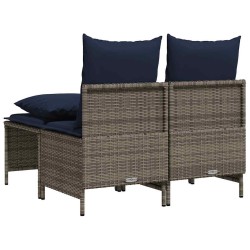 Ensemble de canapé de jardin 4 pcs avec coussins gris résine tressée 638697638697