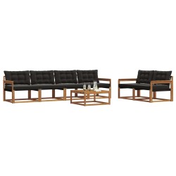 Ensemble de canapés d'extérieur 7 pcs Naturel et Noir 638698638698