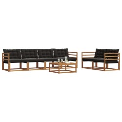 Ensemble de canapés d'extérieur 7 pcs Naturel et Noir 638714638714