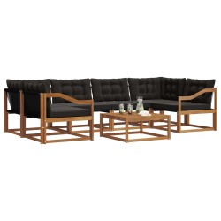 Ensemble de canapés d'extérieur 7 pcs Naturel et Noir 638718638718