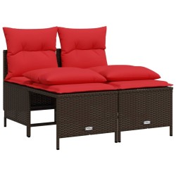 Ensemble de canapé de jardin 4 pcs avec coussins marron résine tressée 638724638724