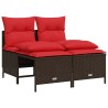 Ensemble de canapé de jardin 4 pcs avec coussins marron résine tressée 638724638724
