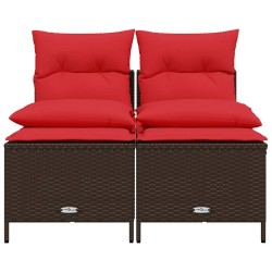 Ensemble de canapé de jardin 4 pcs avec coussins marron résine tressée 638724638724