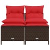 Ensemble de canapé de jardin 4 pcs avec coussins marron résine tressée 638724638724