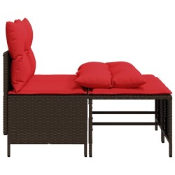 Ensemble de canapé de jardin 4 pcs avec coussins marron résine tressée 638724638724