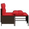 Ensemble de canapé de jardin 4 pcs avec coussins marron résine tressée 638724638724