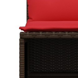 Ensemble de canapé de jardin 4 pcs avec coussins marron résine tressée 638724638724