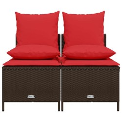 Ensemble de canapé de jardin 4 pcs avec coussins marron résine tressée 638726638726