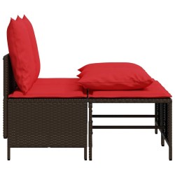 Ensemble de canapé de jardin 4 pcs avec coussins marron résine tressée 638726638726