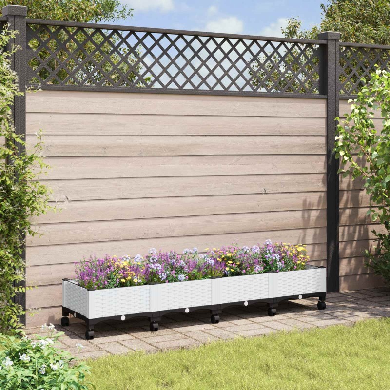 Jardinière avec Roues Blanc 160 x 40 x 33 cm PP 638739638739