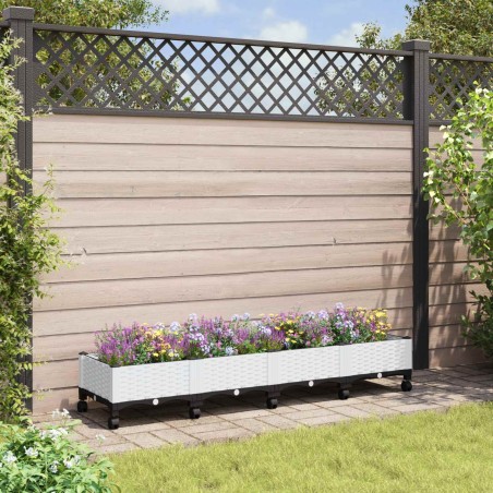 Jardinière avec Roues Blanc 160 x 40 x 33 cm PP 638739638739