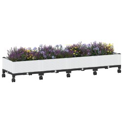 Jardinière avec Roues Blanc 160 x 40 x 33 cm PP 638739638739