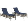 Ensemble de 2 chaises longues avec table gris résine tressée 638743638743