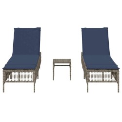 Ensemble de 2 chaises longues avec table gris résine tressée 638743638743