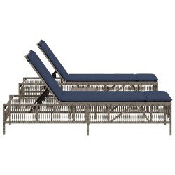 Ensemble de 2 chaises longues avec table gris résine tressée 638743638743