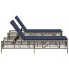 Ensemble de 2 chaises longues avec table gris résine tressée 638743638743