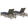 Ensemble de 2 chaises longues avec table gris résine tressée 638743638743