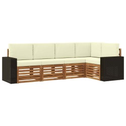Ensemble de canapé d'angle avec coussin 5 pcs Naturel et Crème 638751638751