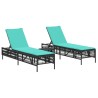 Ensemble de 2 chaises longues avec table noir résine tressée 638753638753