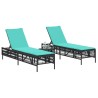 Ensemble de 2 chaises longues avec table noir résine tressée 638753638753