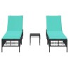 Ensemble de 2 chaises longues avec table noir résine tressée 638753638753