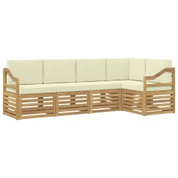 Ensemble de canapé d'angle avec coussin 5 pcs Blanc et crème 638754638754