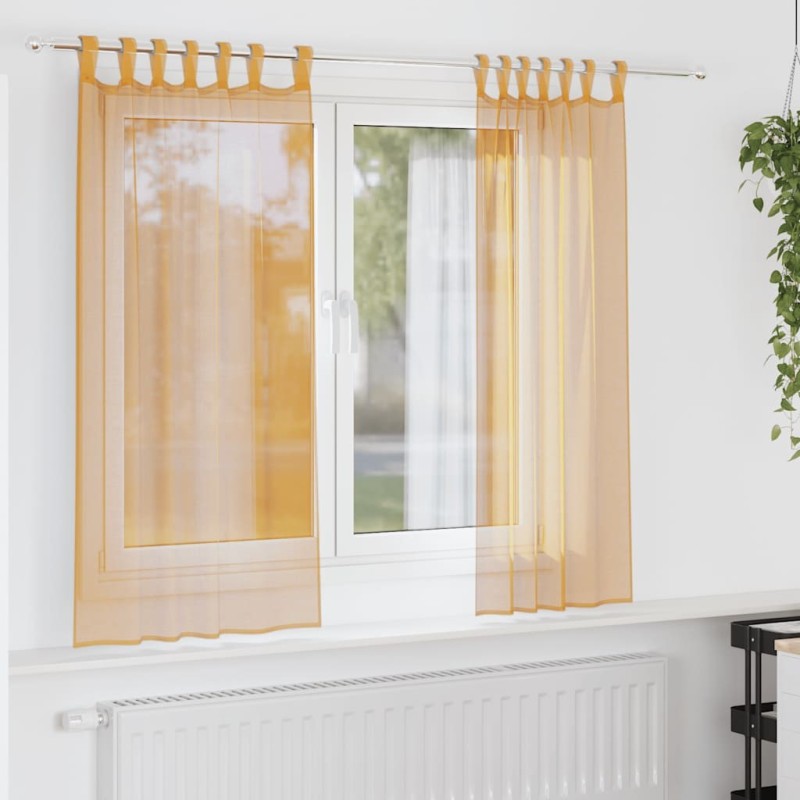Voilages à œillets 2 pcs orange 140 x 175 cm 638760638760