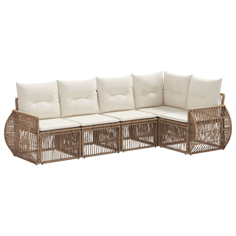 Ensemble de canapé de jardin 5 pcs Beige et blanc crème 638761638761