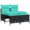 Ensemble de canapé de jardin 4 pcs avec coussins noir résine tressée 638762638762