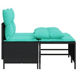 Ensemble de canapé de jardin 4 pcs avec coussins noir résine tressée 638762638762