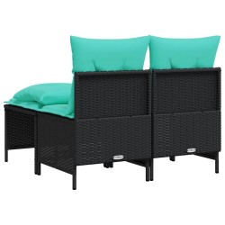 Ensemble de canapé de jardin 4 pcs avec coussins noir résine tressée 638762638762