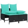 Ensemble de canapé de jardin 4 pcs avec coussins noir résine tressée 638763638763