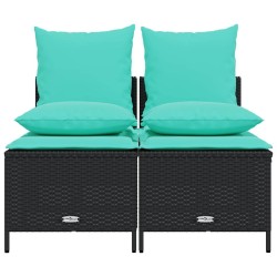 Ensemble de canapé de jardin 4 pcs avec coussins noir résine tressée 638763638763
