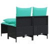 Ensemble de canapé de jardin 4 pcs avec coussins noir résine tressée 638763638763