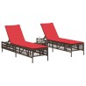 Ensemble de 2 chaises longues avec table marron résine tressée 638771638771