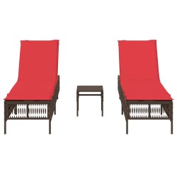 Ensemble de 2 chaises longues avec table marron résine tressée 638771638771