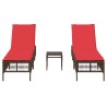 Ensemble de 2 chaises longues avec table marron résine tressée 638771638771